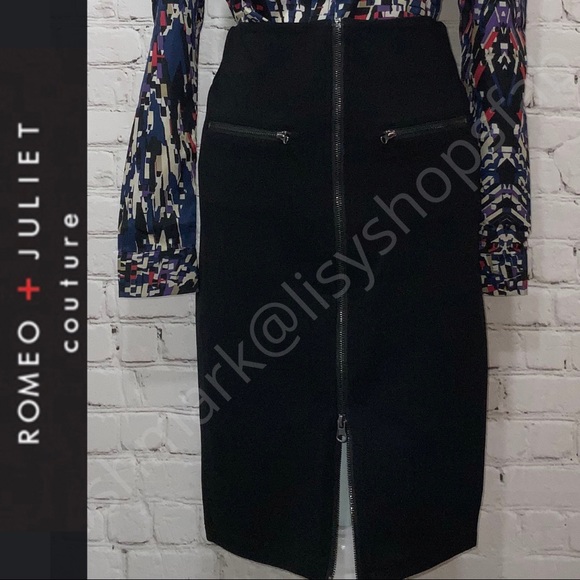 Romeo and Juliet Black Day to Night Pencil Skirt with Working Front Zipper - Picture 1 of 3